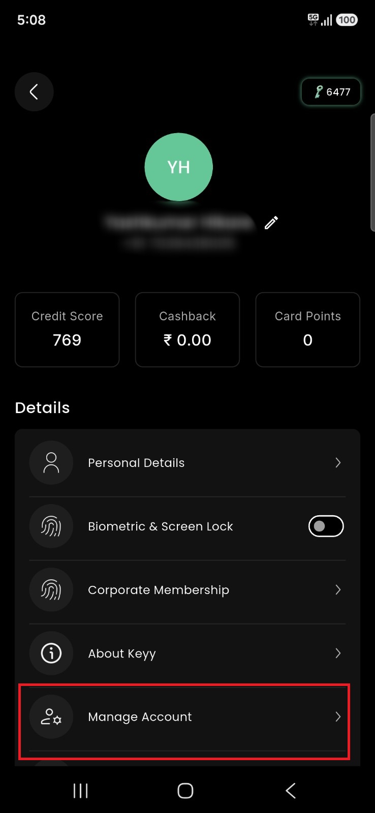 Step 1: Click on Manage Account